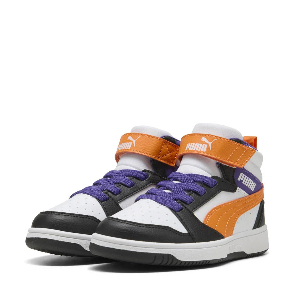 Puma Rebound V6 Mid sneakers wit/oranje/zwart