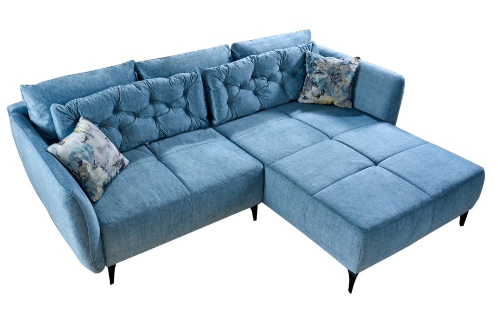 riess-ambiente Ecksofa MARRAKESCH - 245cm aqua blau Samt Metallfüße inklusive Kissen