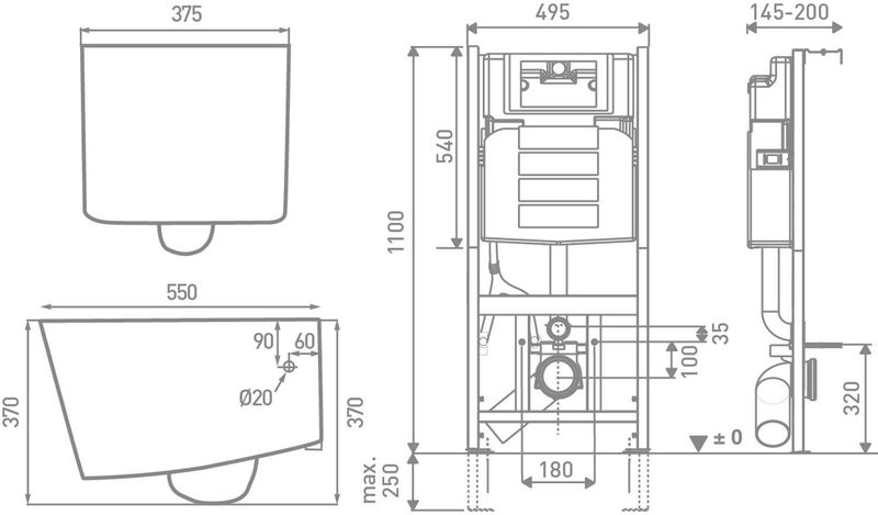 Van Marcke - Combo Up - Toiletset - Wit - Pureflow Rimless Hang