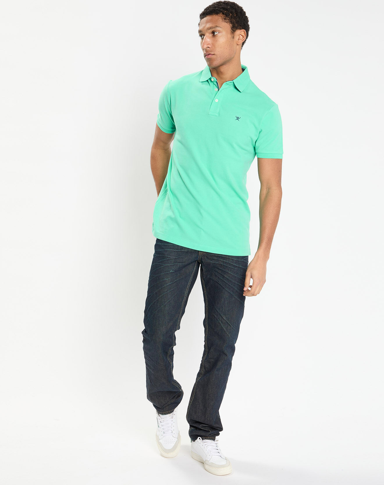 Hackett London Polo Regular Fit uni piqué vert clair