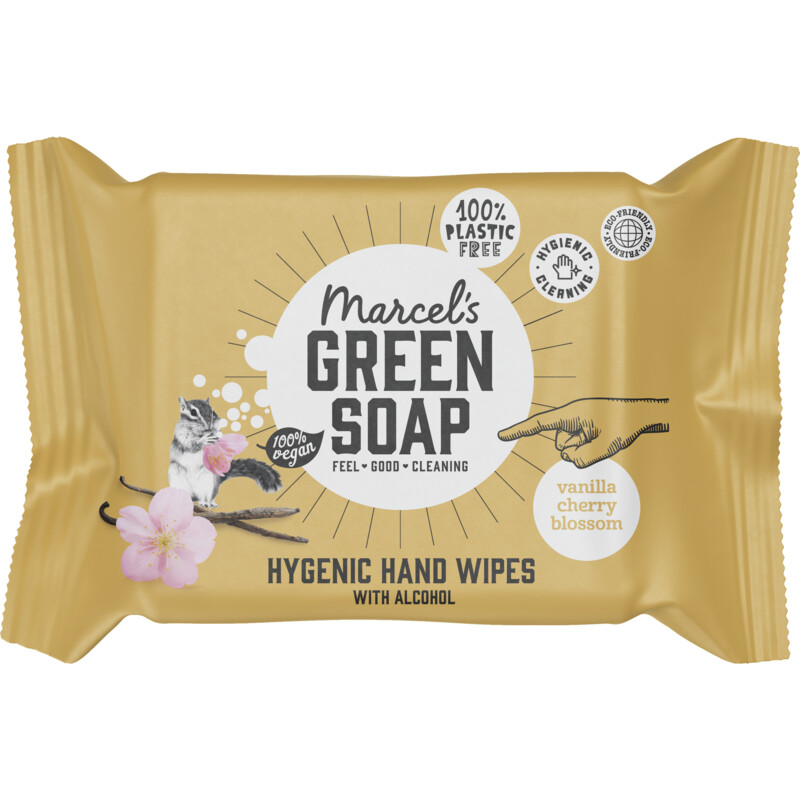 Marcel's Green Soap Hand wipes vanilla & cherry blossom