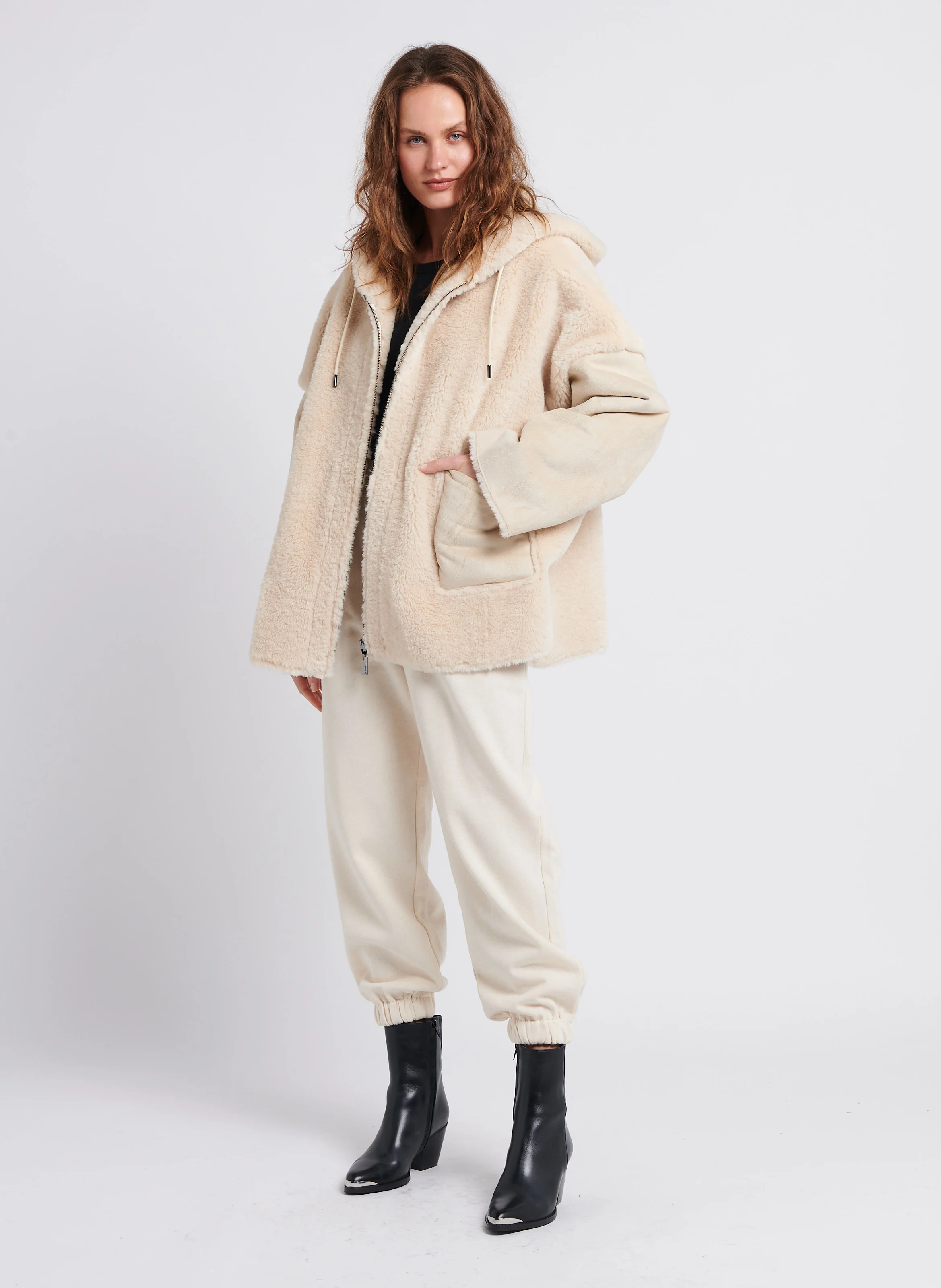 XENIA - Jogging taille haute en coton mélangé | Blanc