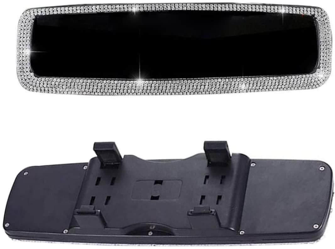 (278x80mm) Glitzer Rückspiegel Universal Auto Innenspiegel Strassstein Accessoire - Silber