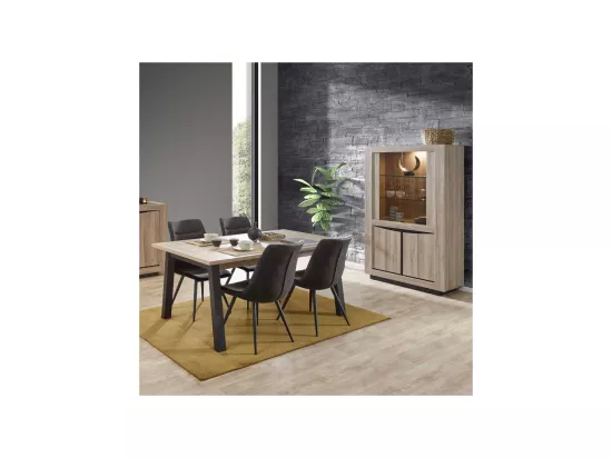 Argentier 4 portes Chêne naturel à LEDs - OSTENDE