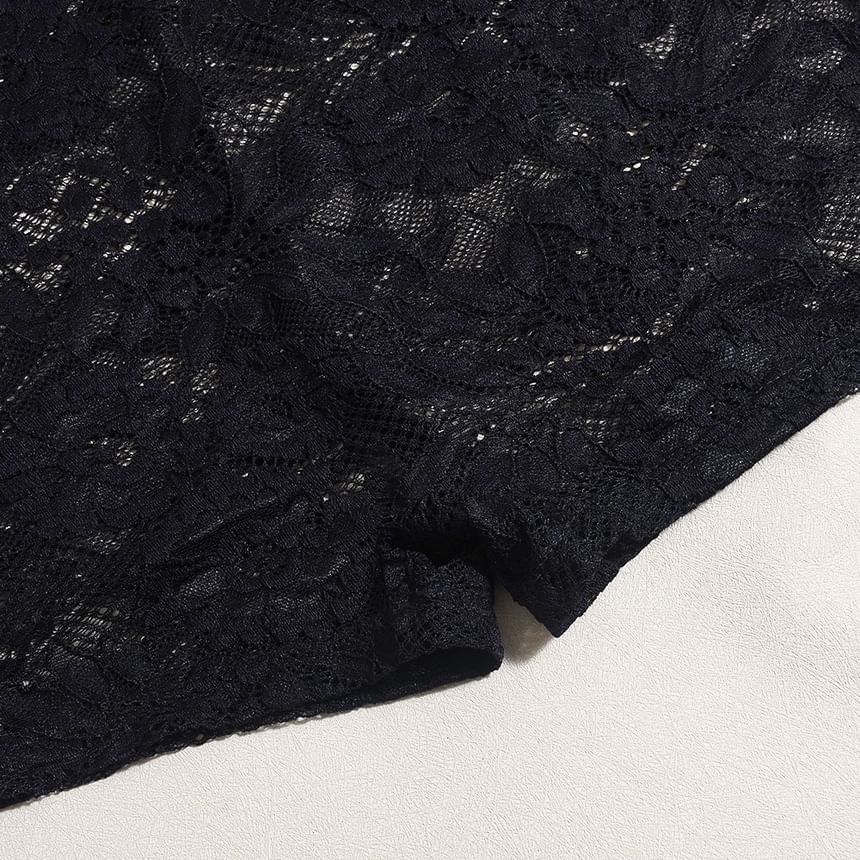 BrickBlack - Set: Spaghettibandjes bloemenkant romper + lange mouwen bolero