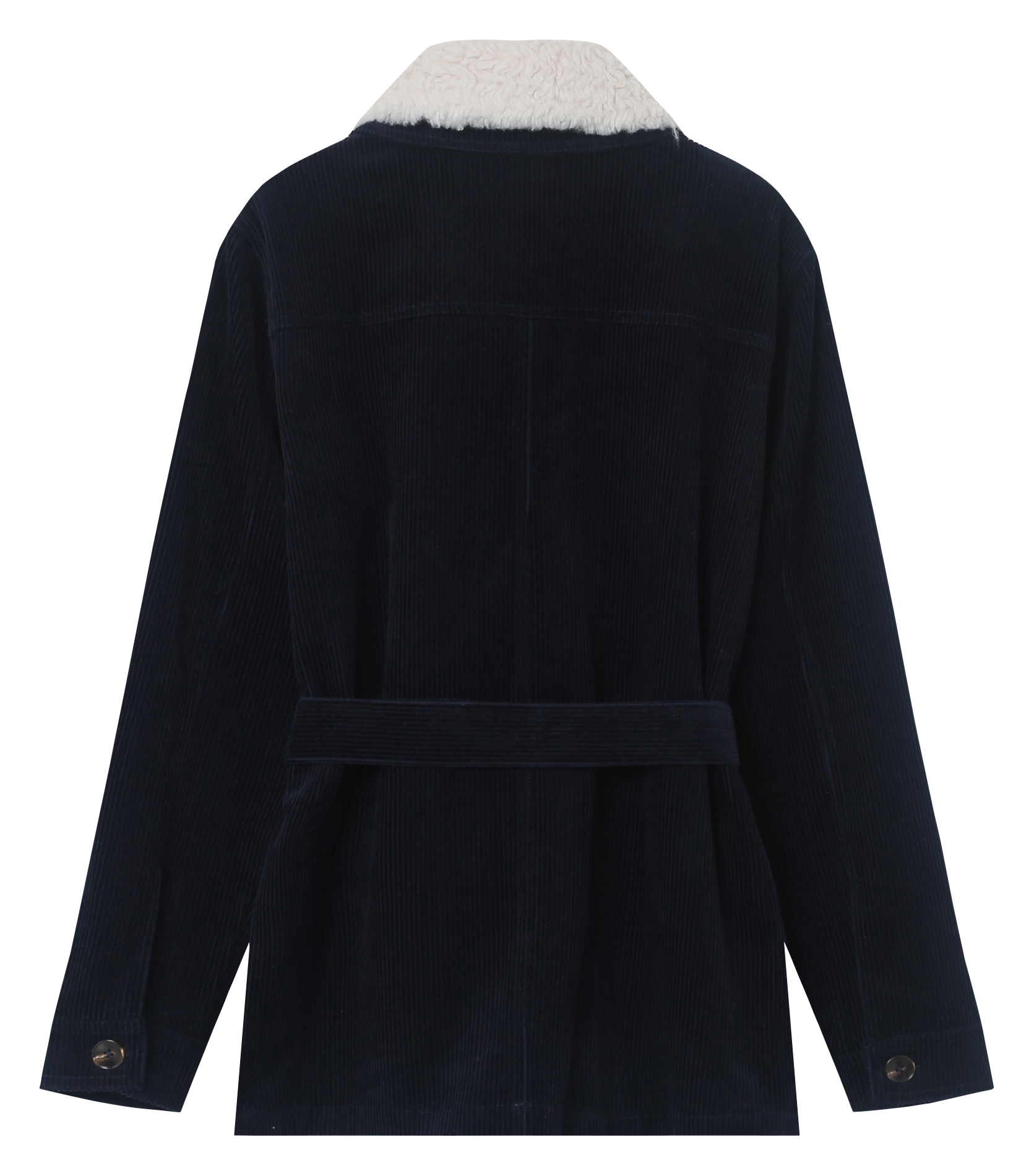 LARA - Veste col classique en coton de velours côtelé| Bleu