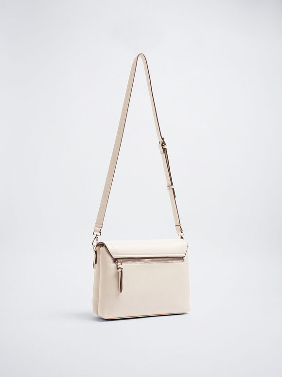 Bolsa de ombro com vários bolsos - Branco-creme