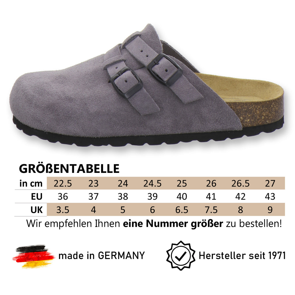 modischer Clogs Damen Leder graphit Velour