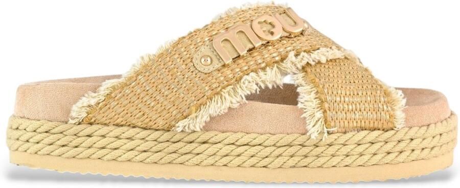 MOU Slippers Dames Criss-cross Maat: 39 Materiaal: Raffia Kleur: Beige