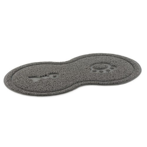 Tapete para gatos com estampa de patas e arranhões, cor cinza.