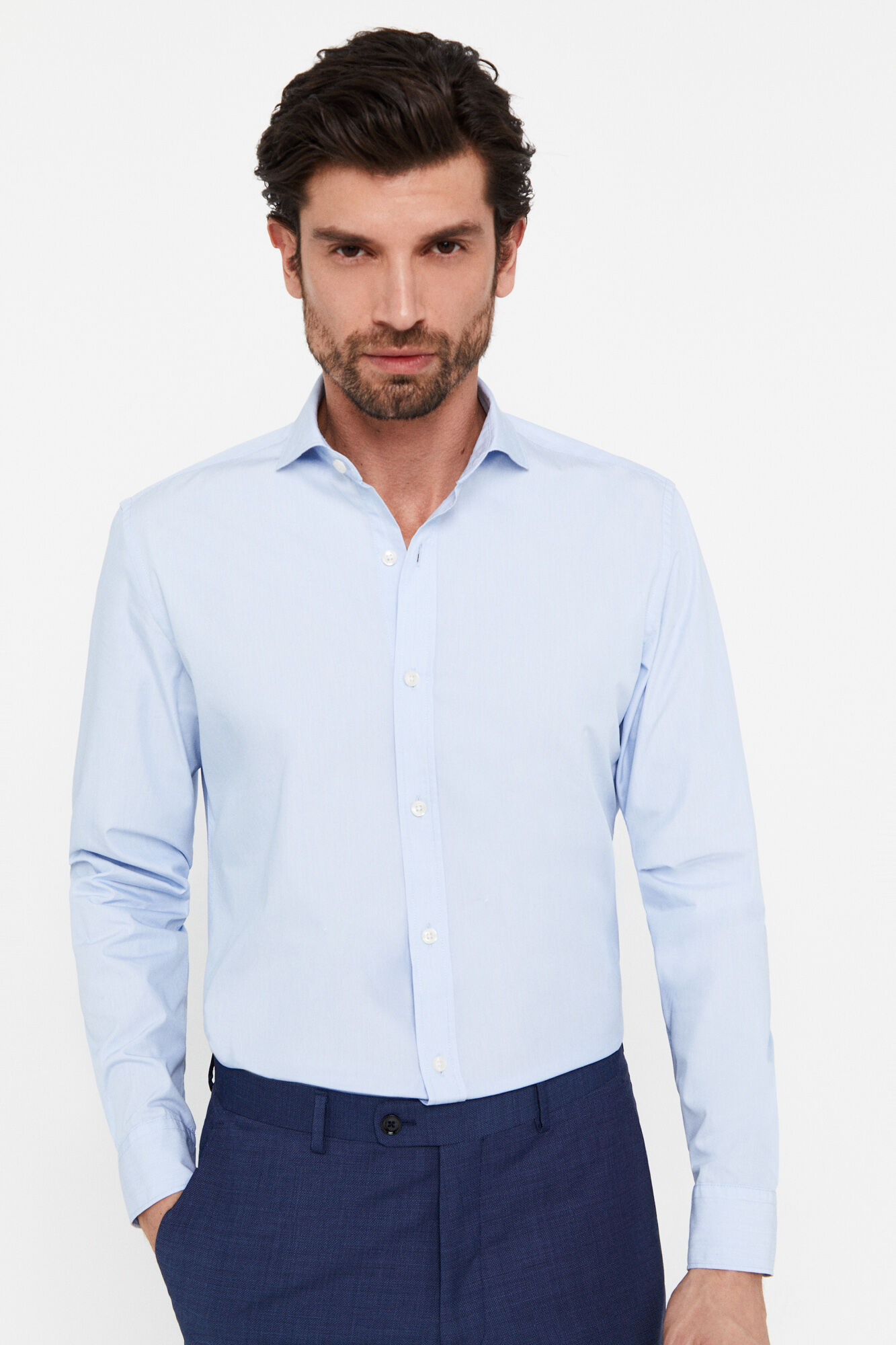 Camisa lisa coolmax slim fit - Azul