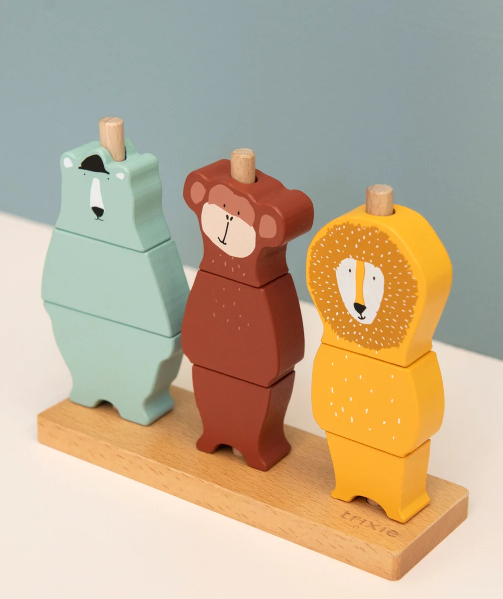 TRIXIEPUZZLE EN BOIS ANIMAUX À EMPILER BÉBÉ