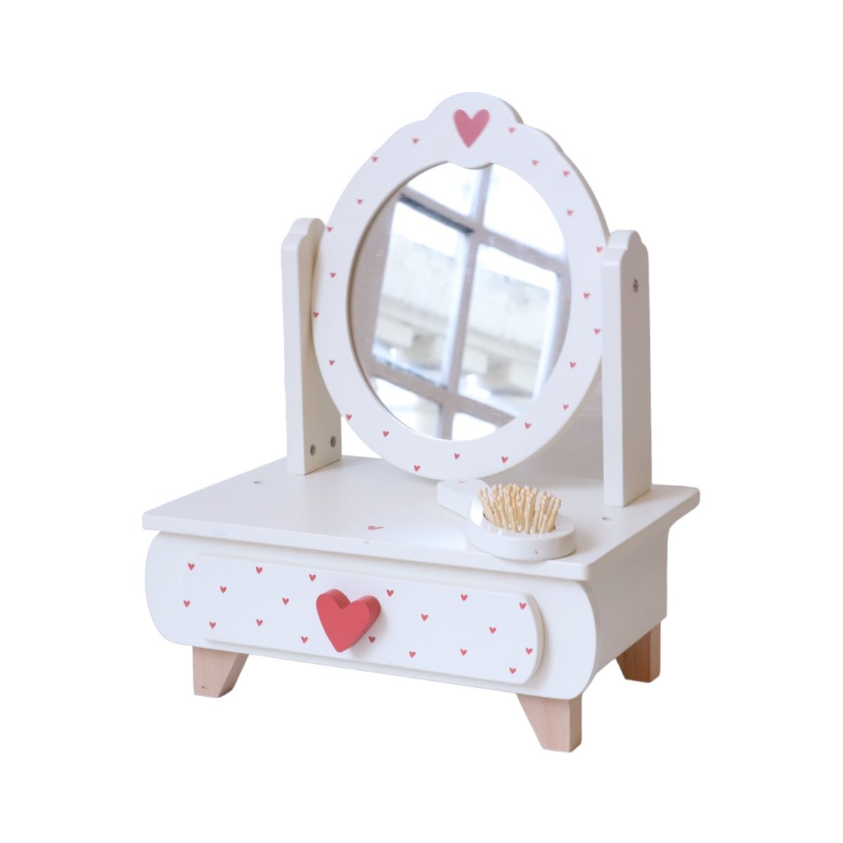 Mini coiffeuse en bois - Cœurs terracotta Mercredi et Patati