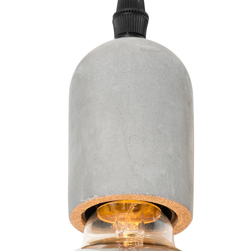 Industriële hanglamp zwart met beton rond 3-lichts - Pedra