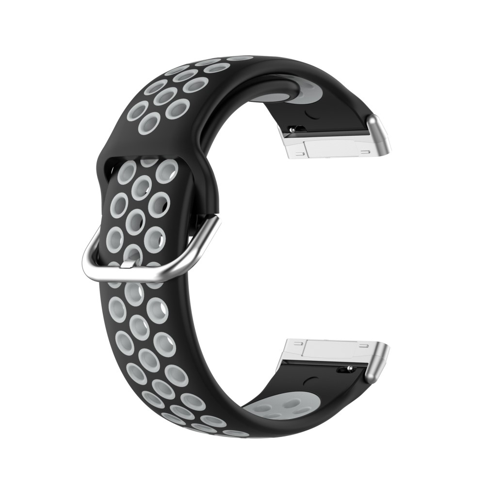 Fitbit Versa 4 / Sense 2 Ersatz Silikon Armband Dual Color (Gelenkumfang 190 - 230mm) - Schwarz / Grau