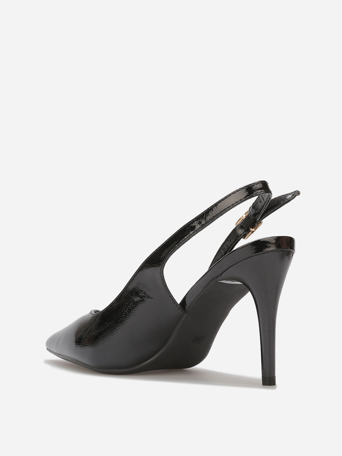 Escarpins slingback texturées vernies- Noir