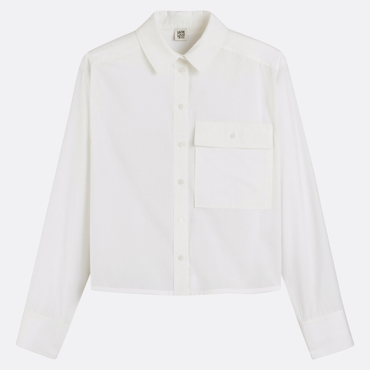 COLEÇÃO LA REDOUTE<br>Camisa curta de algodão com modelagem quadrada e mangas compridas