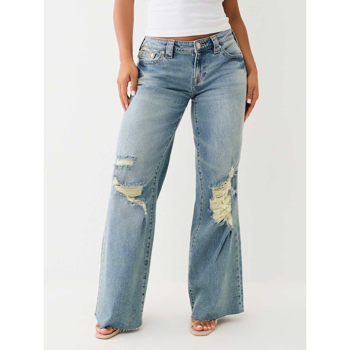 True Religion TR Leila Low Rise Distressed Jeans Womens