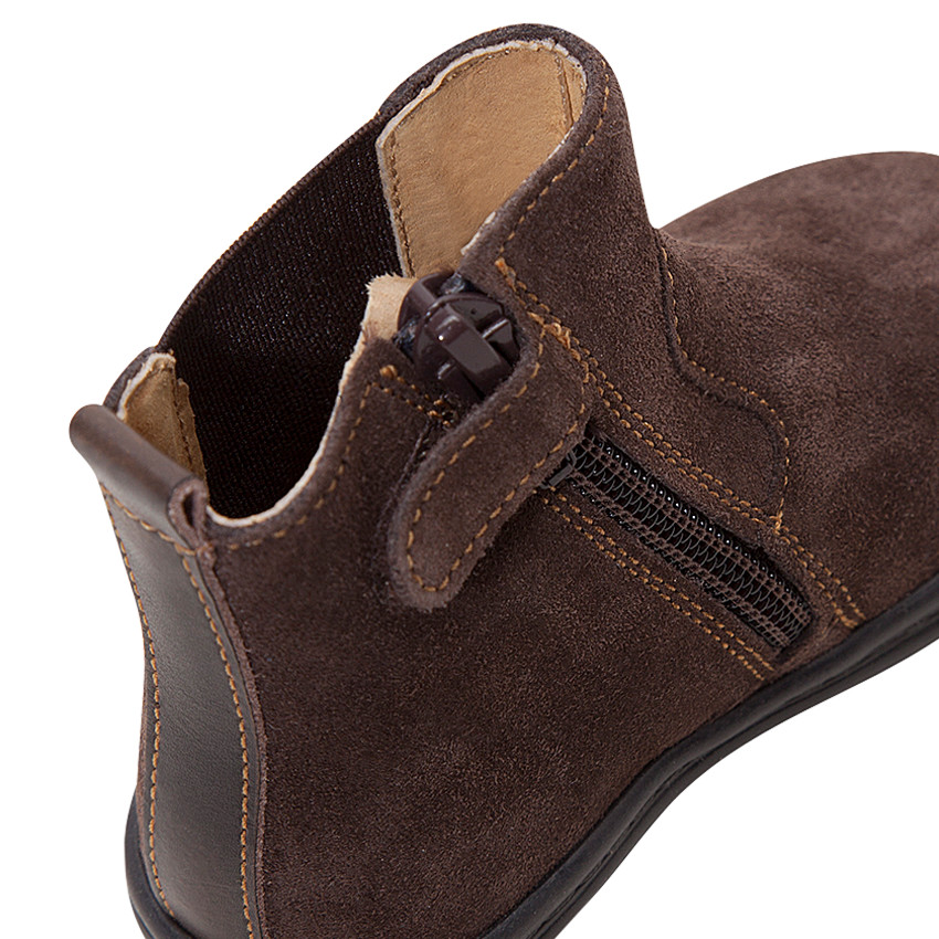1/2 Bottes en cuir suédé avec zip et élastique