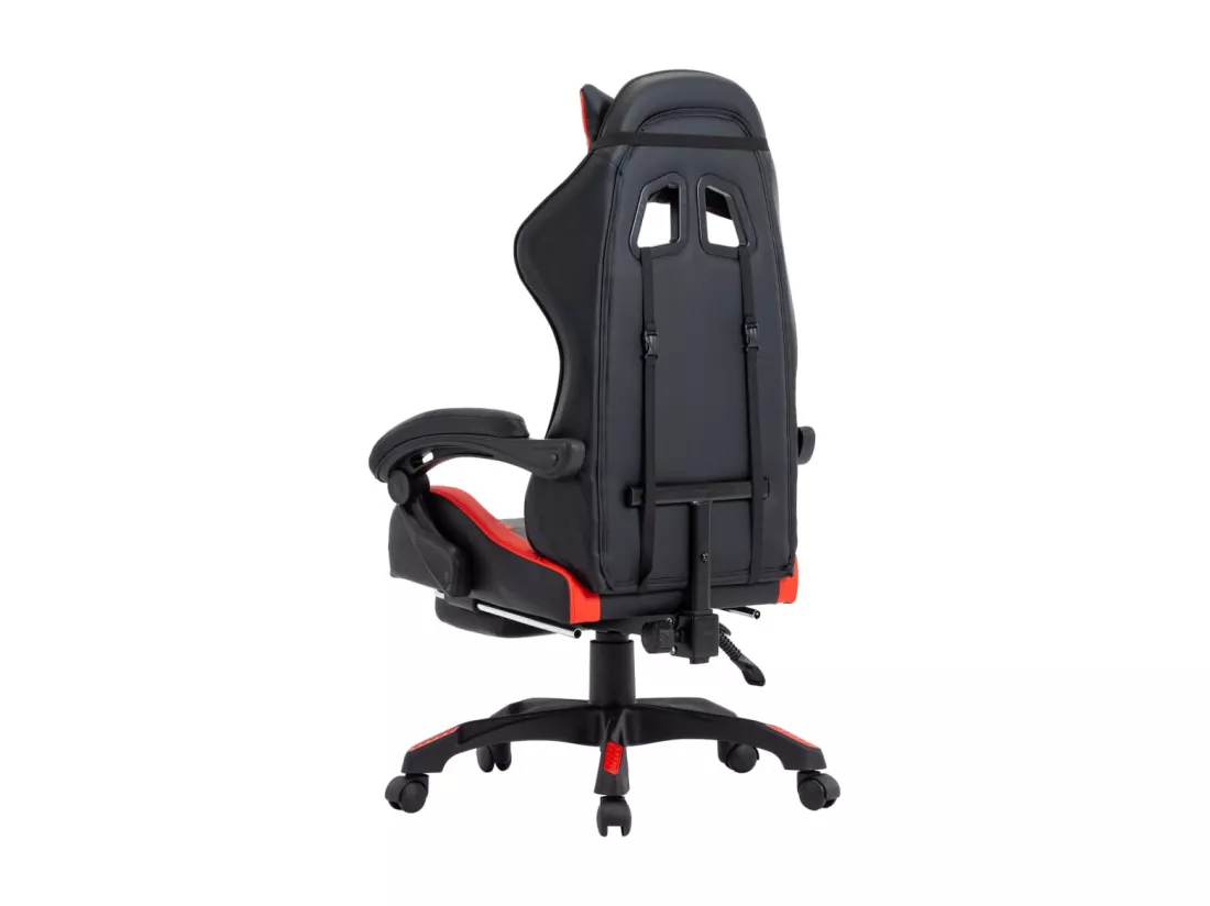 Fauteuil de jeux vidéo et repose-pied Rouge et noir Similicuir