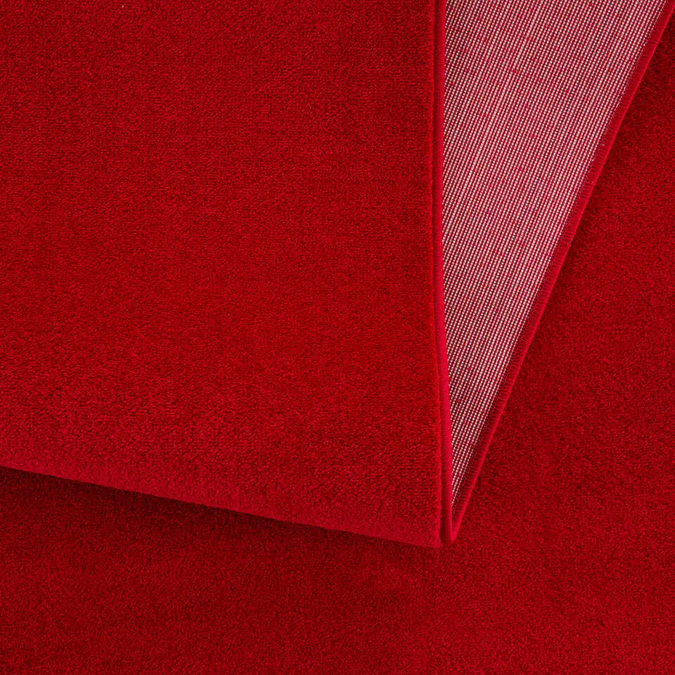 Uni Effen Laagpolig Vloerkleed Modern Rood - 160x230 CM