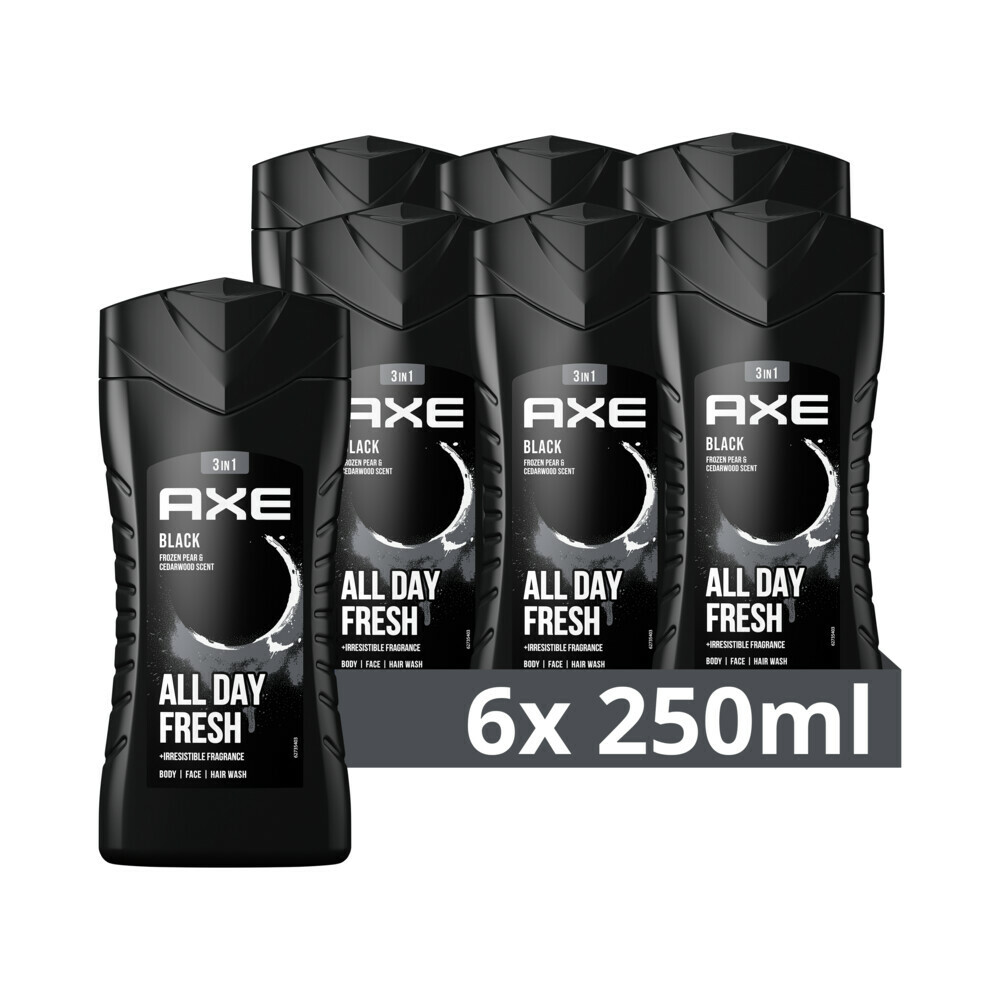6x Axe 3-in-1 Douchegel Black250 ml