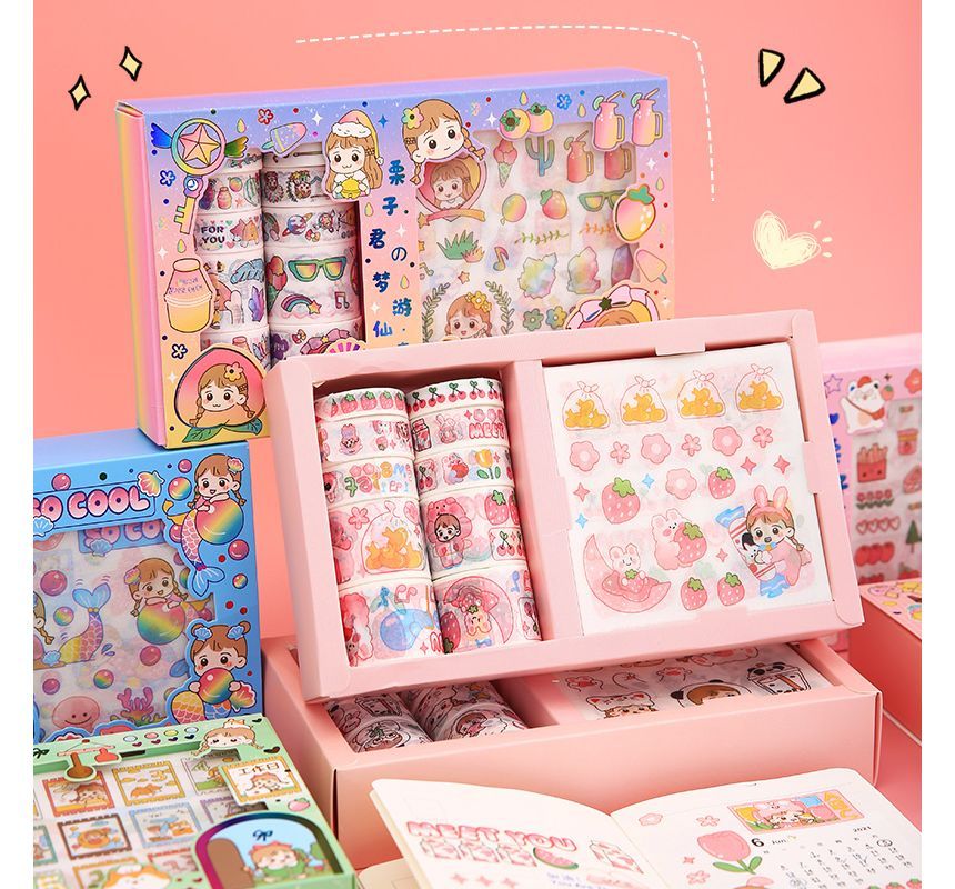 Jun's Journal - Set: Cartoon Masking Tape + Sticker