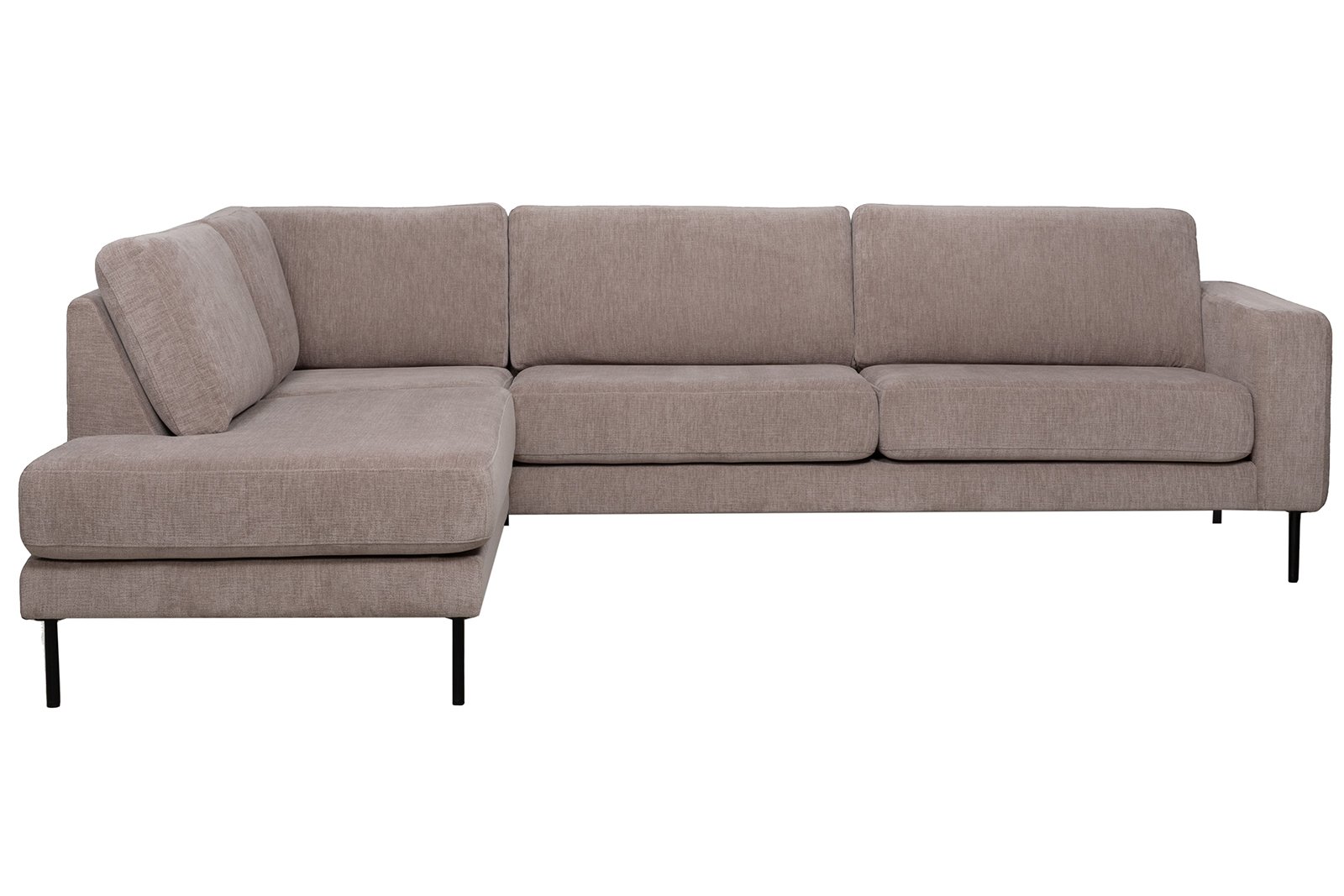 Como hjørnesofa 3-seter med åpen ende venstre, i tekstil Daisy 91E4 Beige med sorte ben.