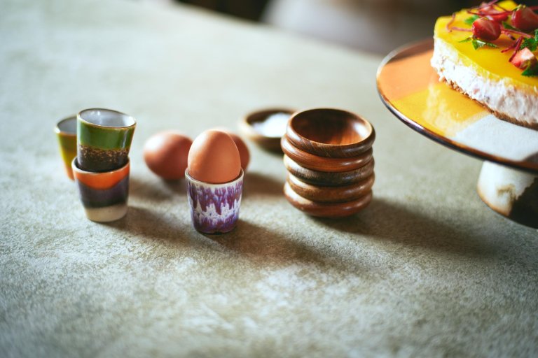 HKliving 70's Ceramic eierdopje set van 4 island