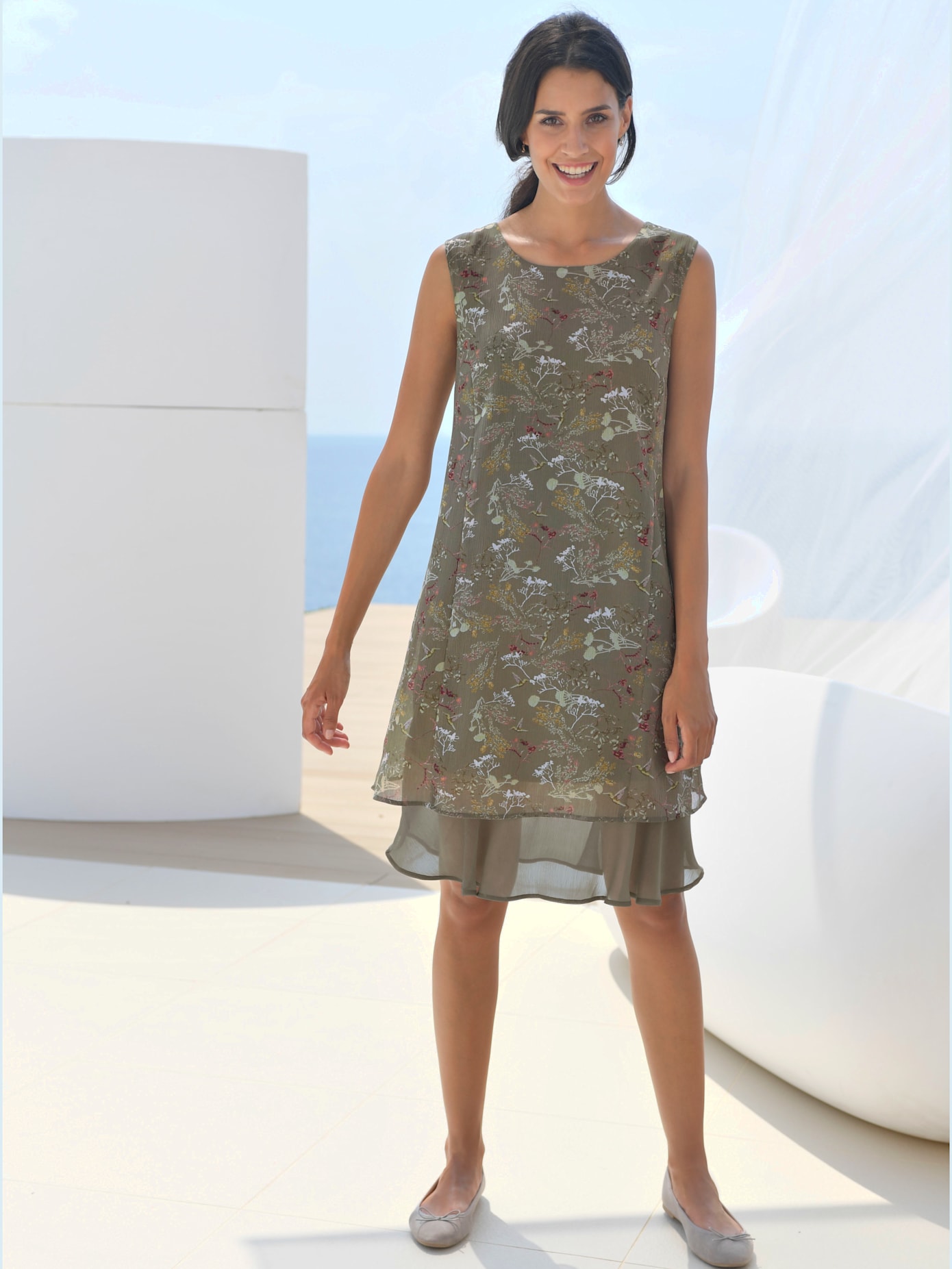 Robe d'été sans manche doublure effet tulle