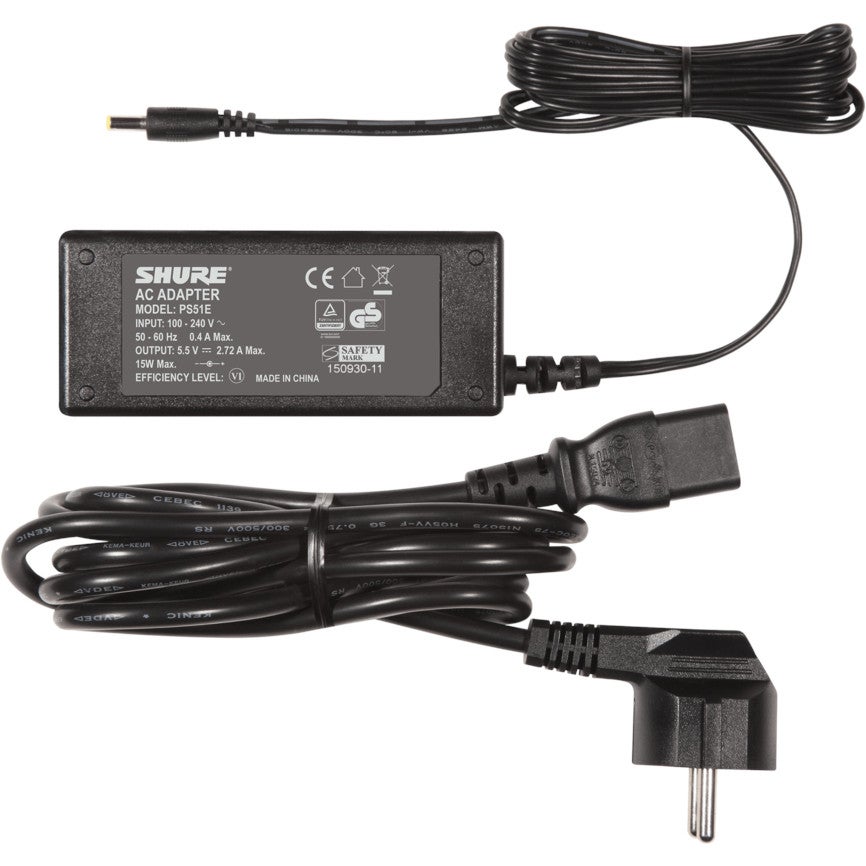 Shure PS51E 5.5V DC stroomadapter voor Shure-laders