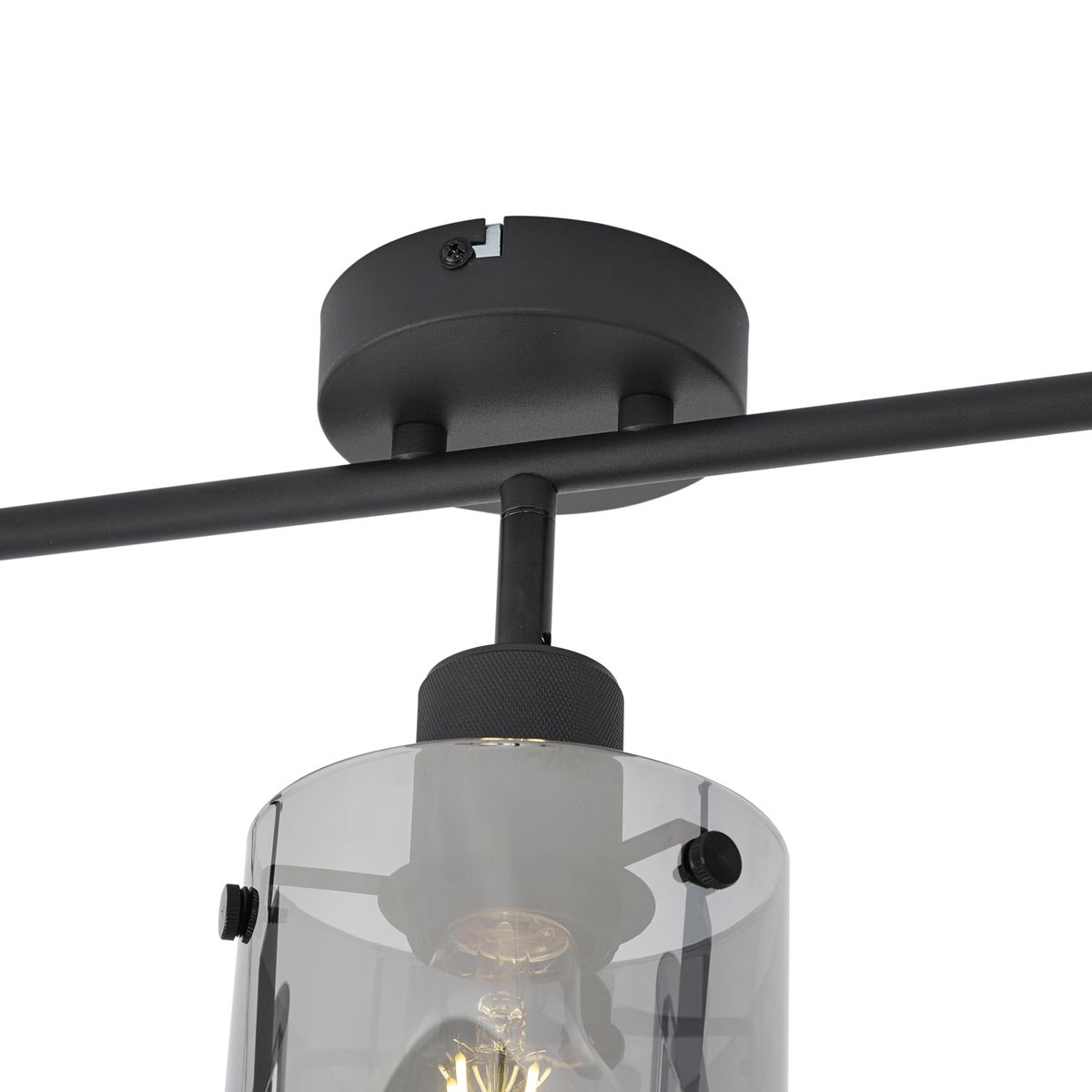 Design plafondspot zwart met smoke glas 3-lichts - Domo