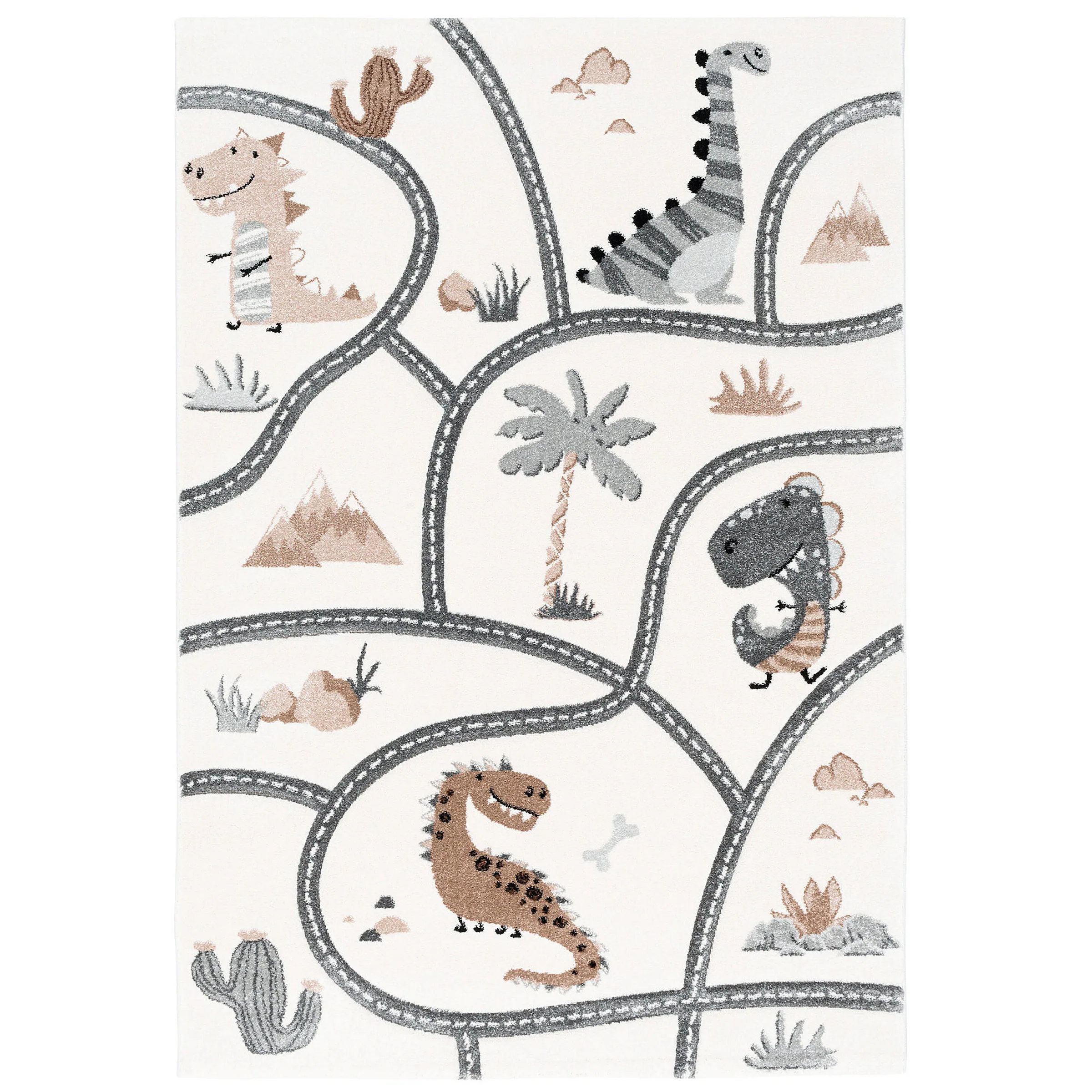 Pergamon Kinder Teppich Maui Kids Dino Straßenteppich Beige