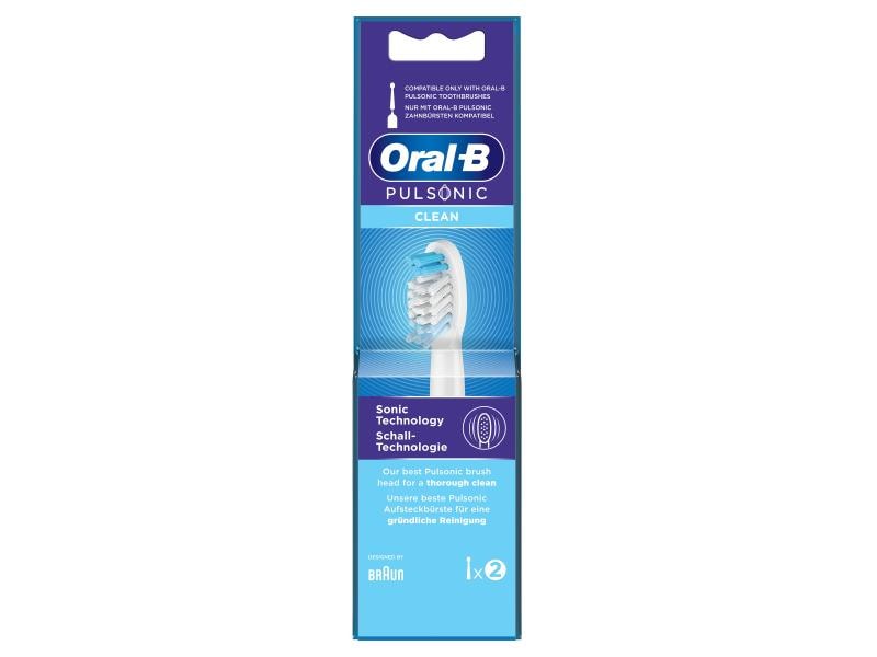 Oral-B Zahnbürstenkopf Pulsonic Clean 2 Stück Ersatzbürsten für Oral-B Pulsonic Schallzahnbürsten
