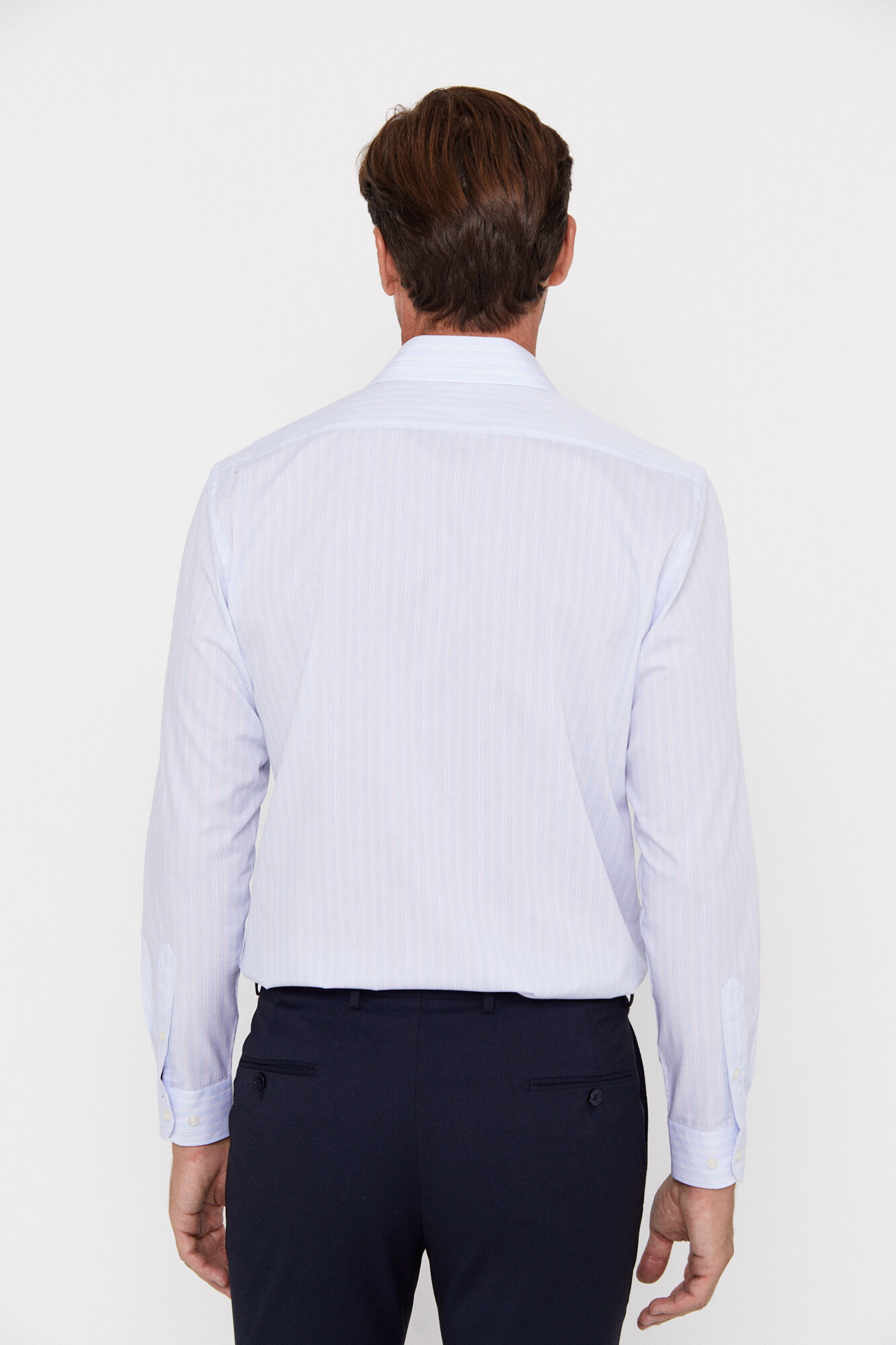 Camisa social listrada de fácil passar, modelagem clássica - Azul