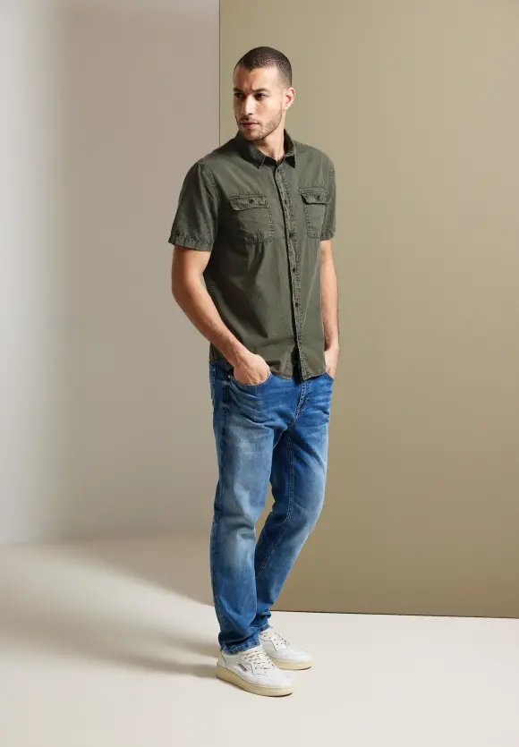 Hemd in Washedoptik - mud green