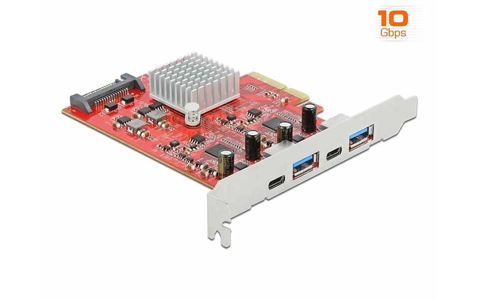 PCI-Express-Karte 89041 USB 3.1 Gen2 - 2x USB-A + 2x USB-C<br>PCI Express x4 Karte V3.0