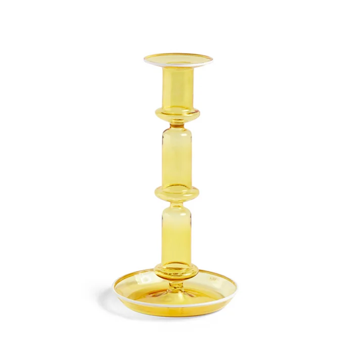 HAY - Flare Kerzenständer, H 21 cm, gelb / weiss