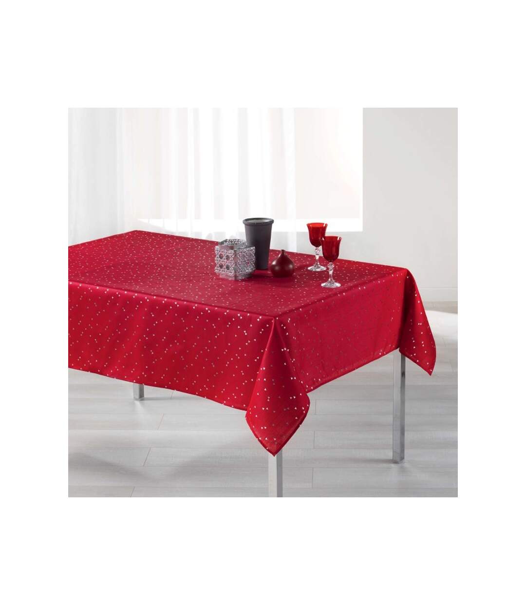 Nappe Rectangulaire Imprimée Shantung 150x240cm Rouge