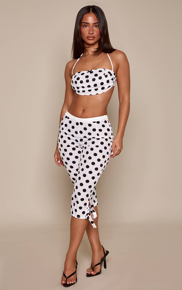 Blanc Brassière Petite À Pois À Dos Noué Et Col Licou Ensemble Coordonné