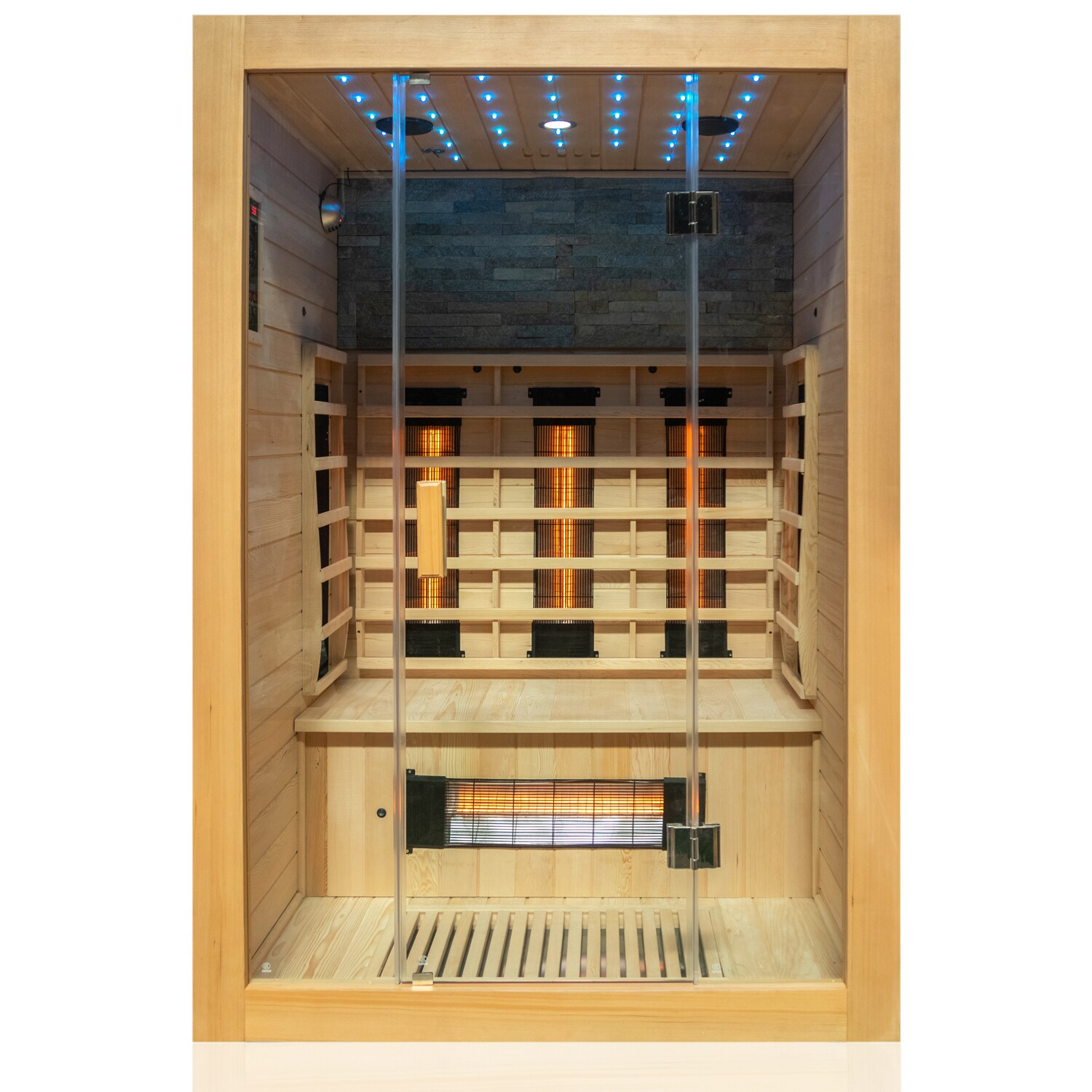 Dewello® Infrarotkabine Infrarotsauna MILTON 135cm x 105cm inkl. 6 Vollspektrumstrahler, Bodenstrahler, 2 Personen, LED
