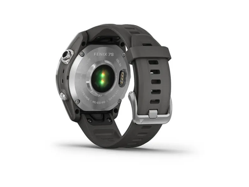 Garmin fenix 7S - 42 mm - sølv - sportsur med bånd - silikone - grafit - håndledsstørrelse: 108-182 mm - display 1.2
