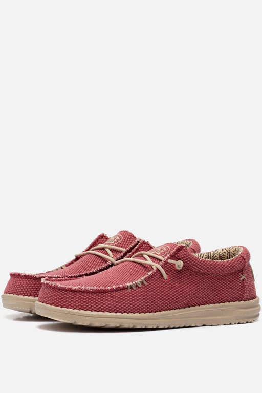 HEYDUDE Wally Braided Instappers rood Katoen