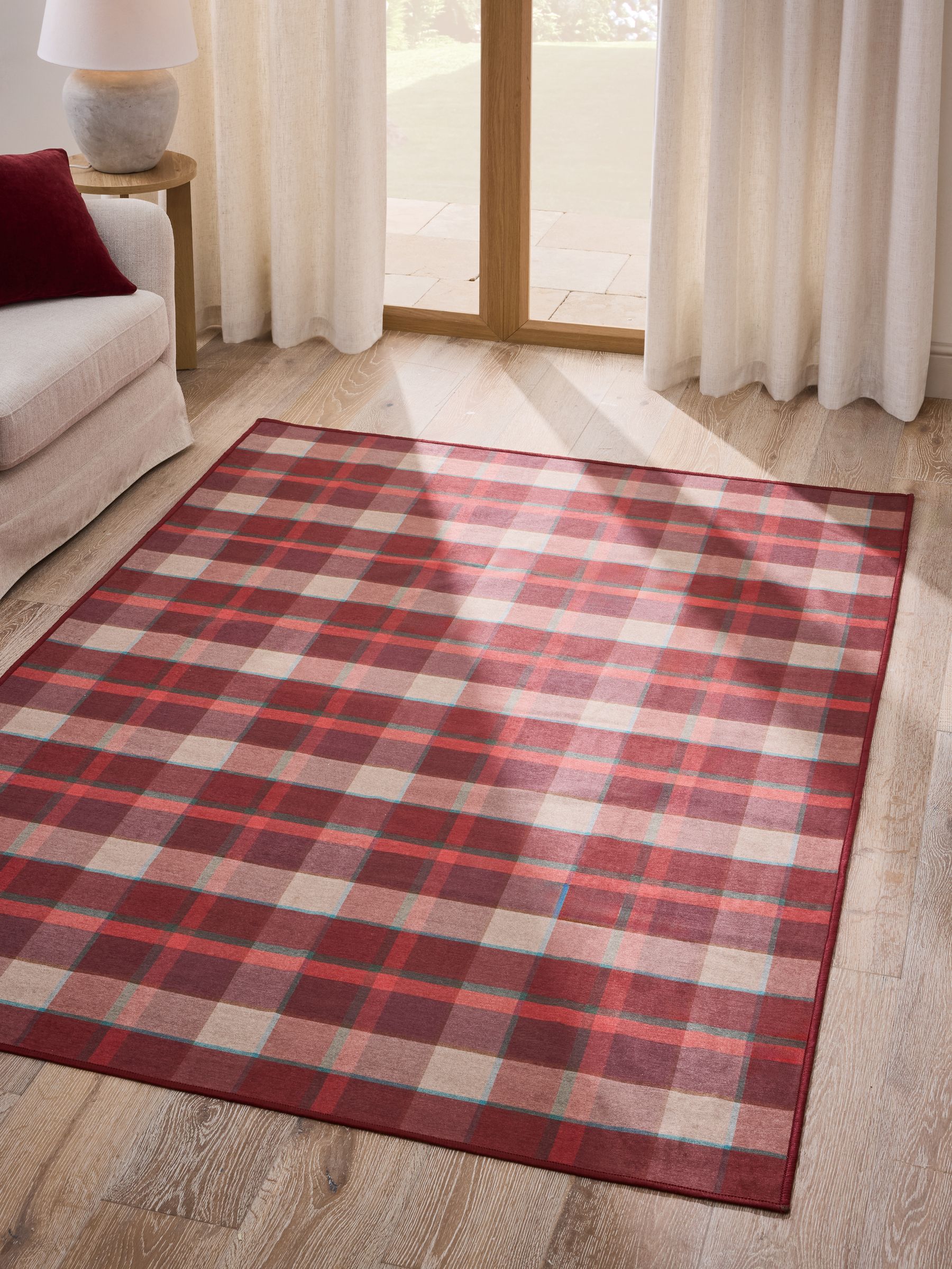Washable Traditional Check Rug