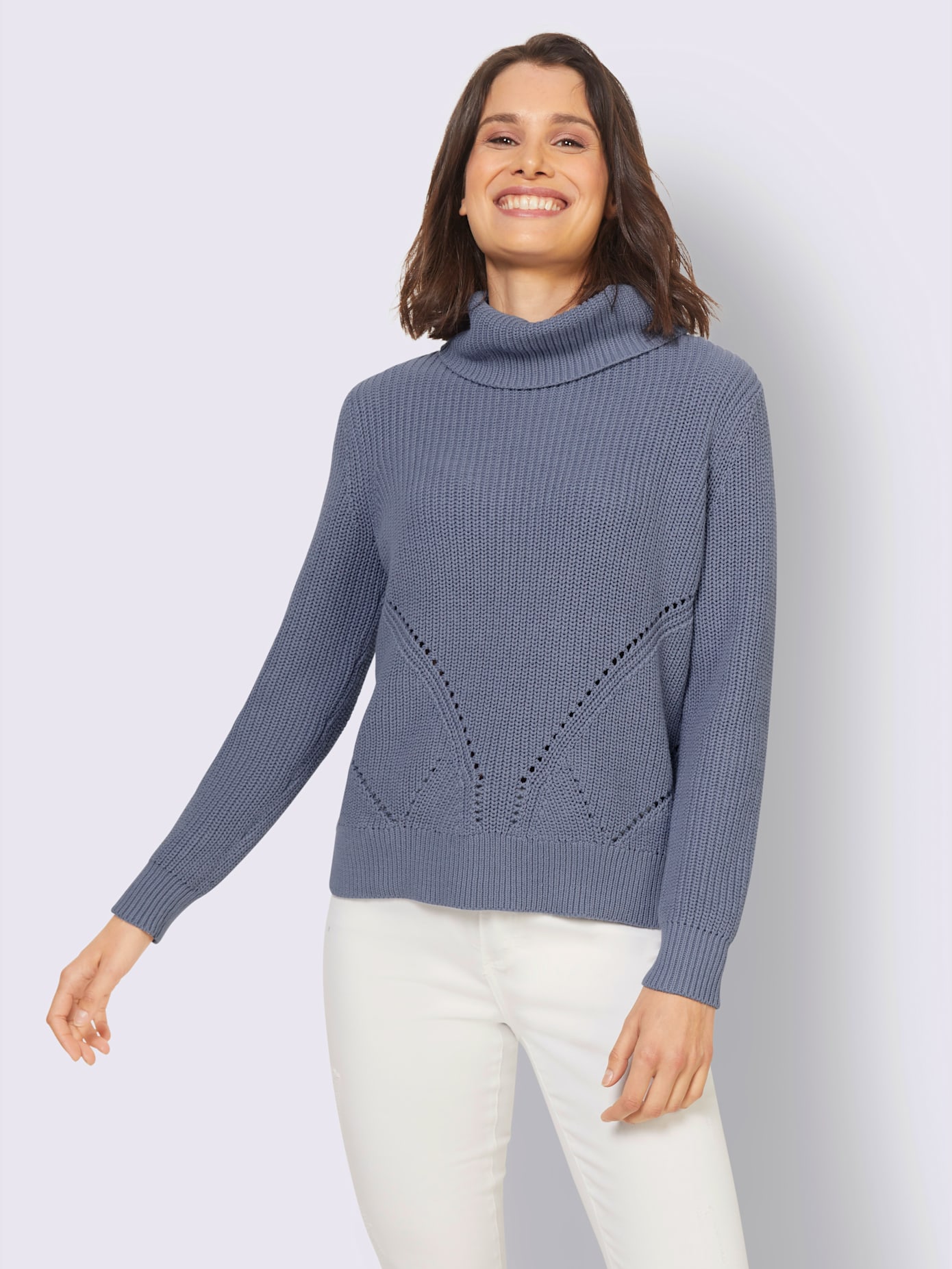 Pull à col roulé pur coton