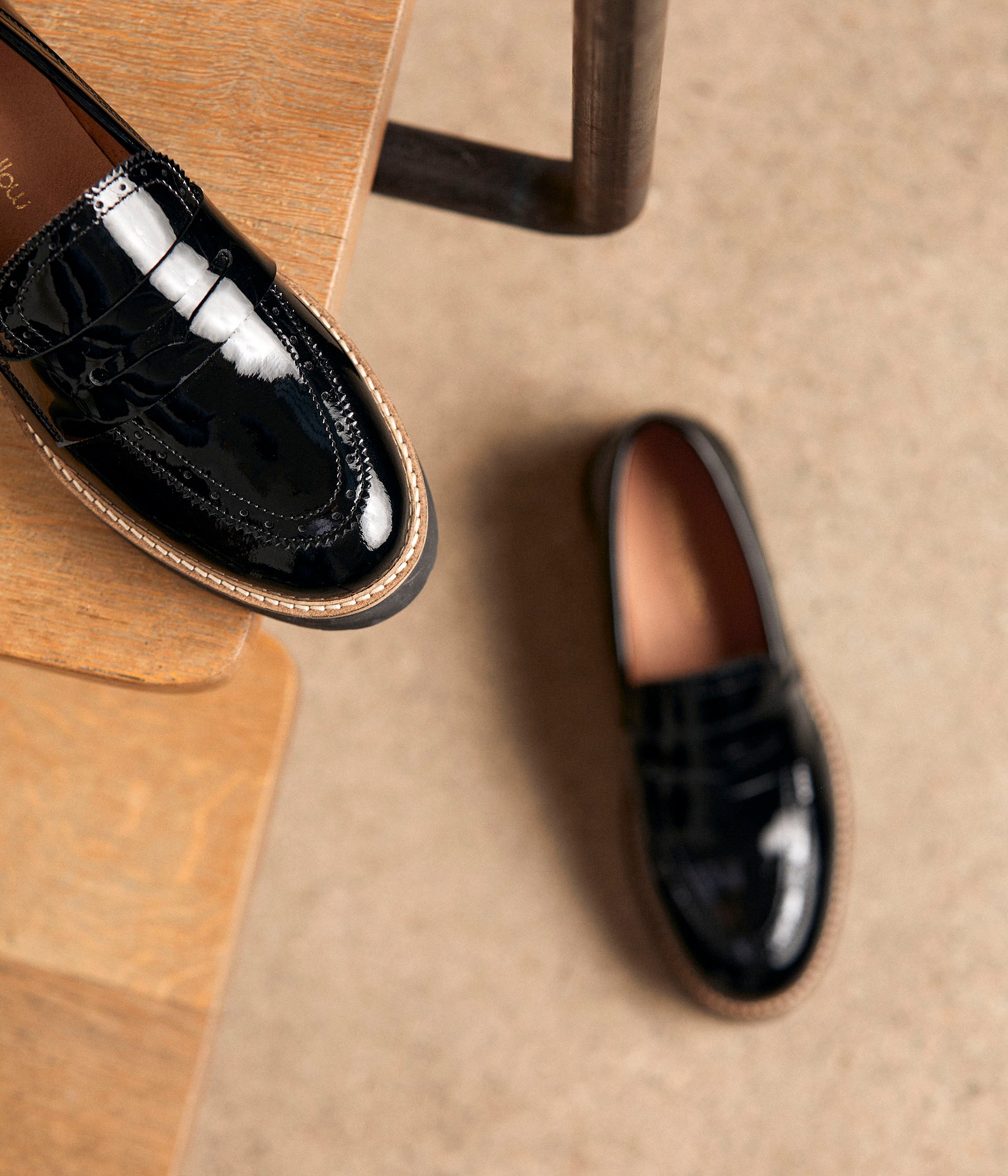 Mocassins noirs vernis Caliope
