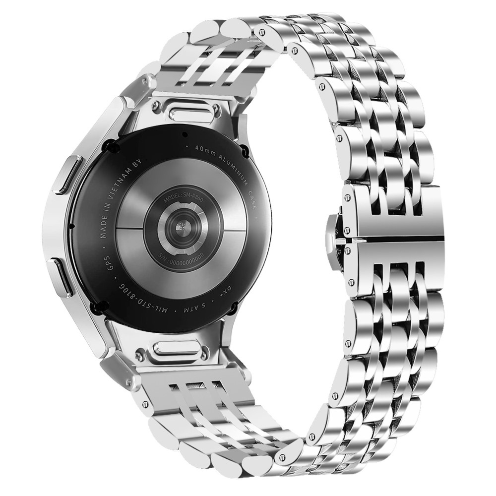 Samsung Galaxy Watch 7 (44mm) Edelstahl Armband mit Doppel Butterfly-Verschluss (Stegbreite: 20mm) (Gelenkumfang: 250mm) - Silber