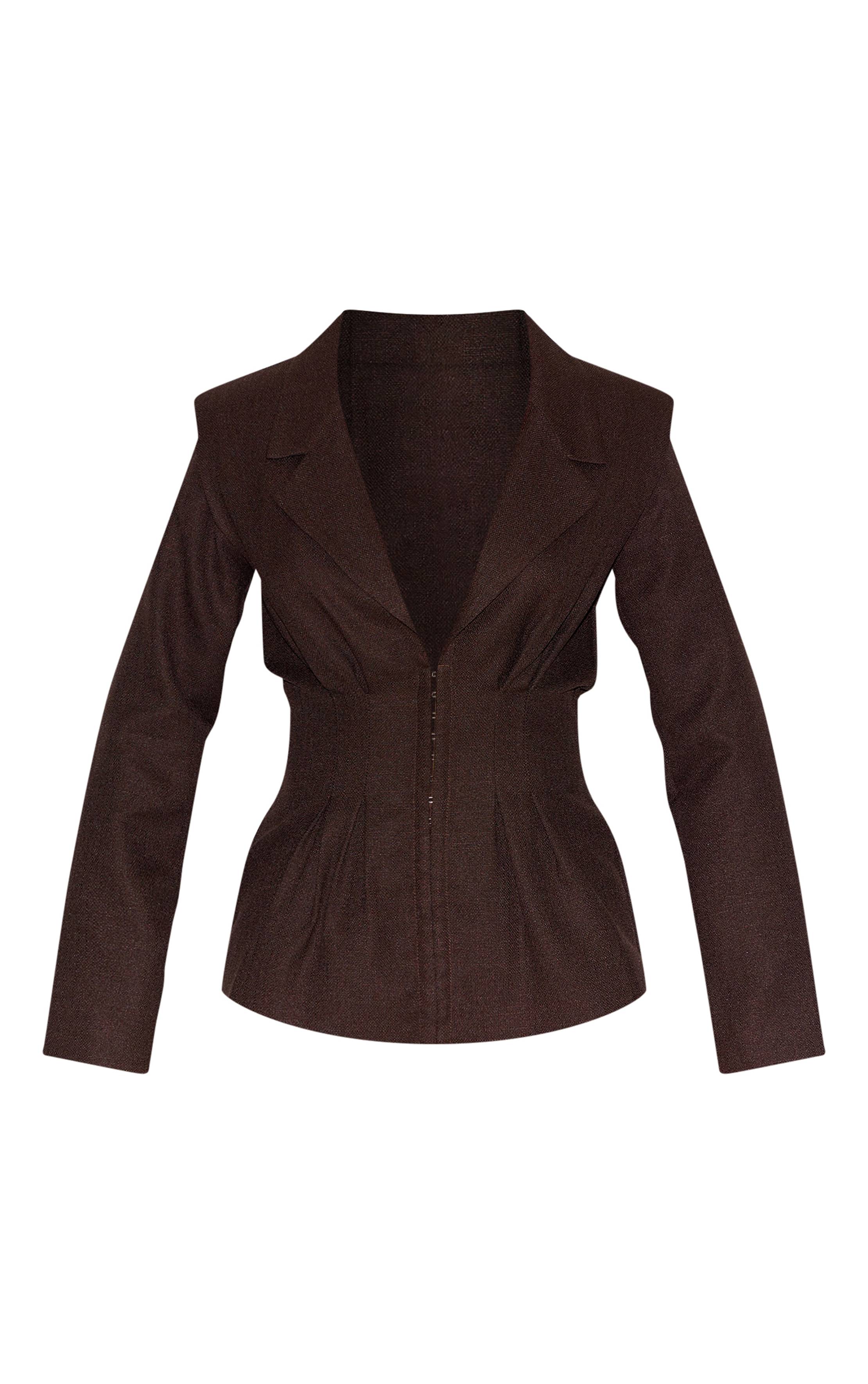 Chocolat Blazer Petite Taille Cintrée À La Taille