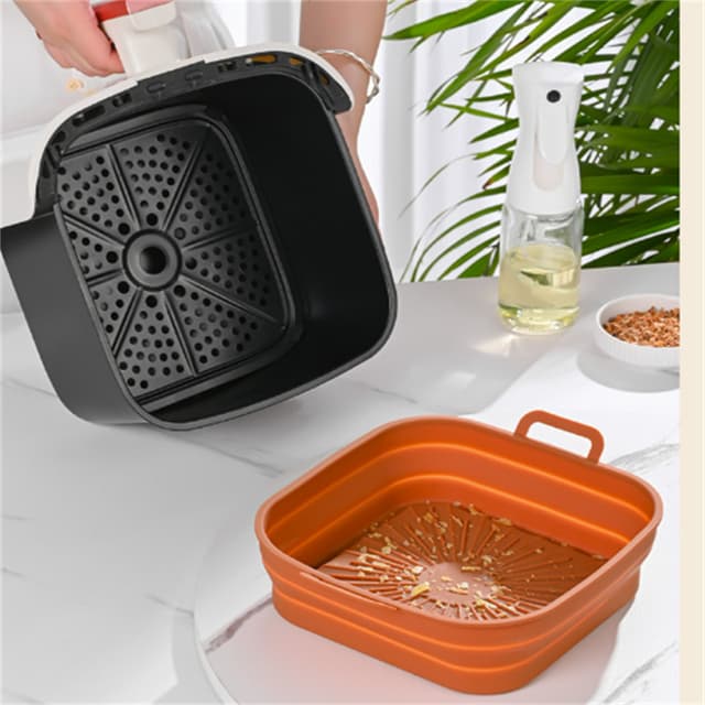 Sammenklappelig Air Fryer Silikoneform 17,5 cm 2-pak MultiColor