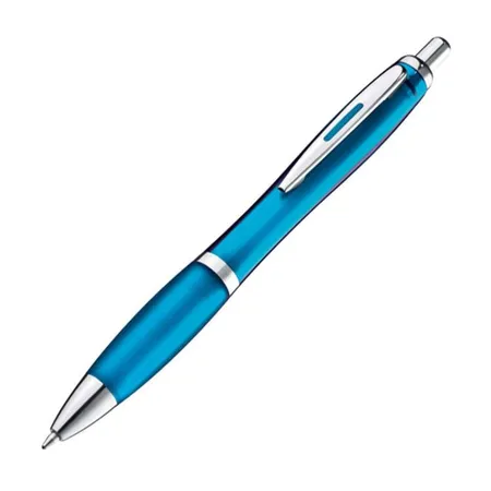 Macma Kugelschreiber transparent mit Metallclip, hellblau, 25 Stück